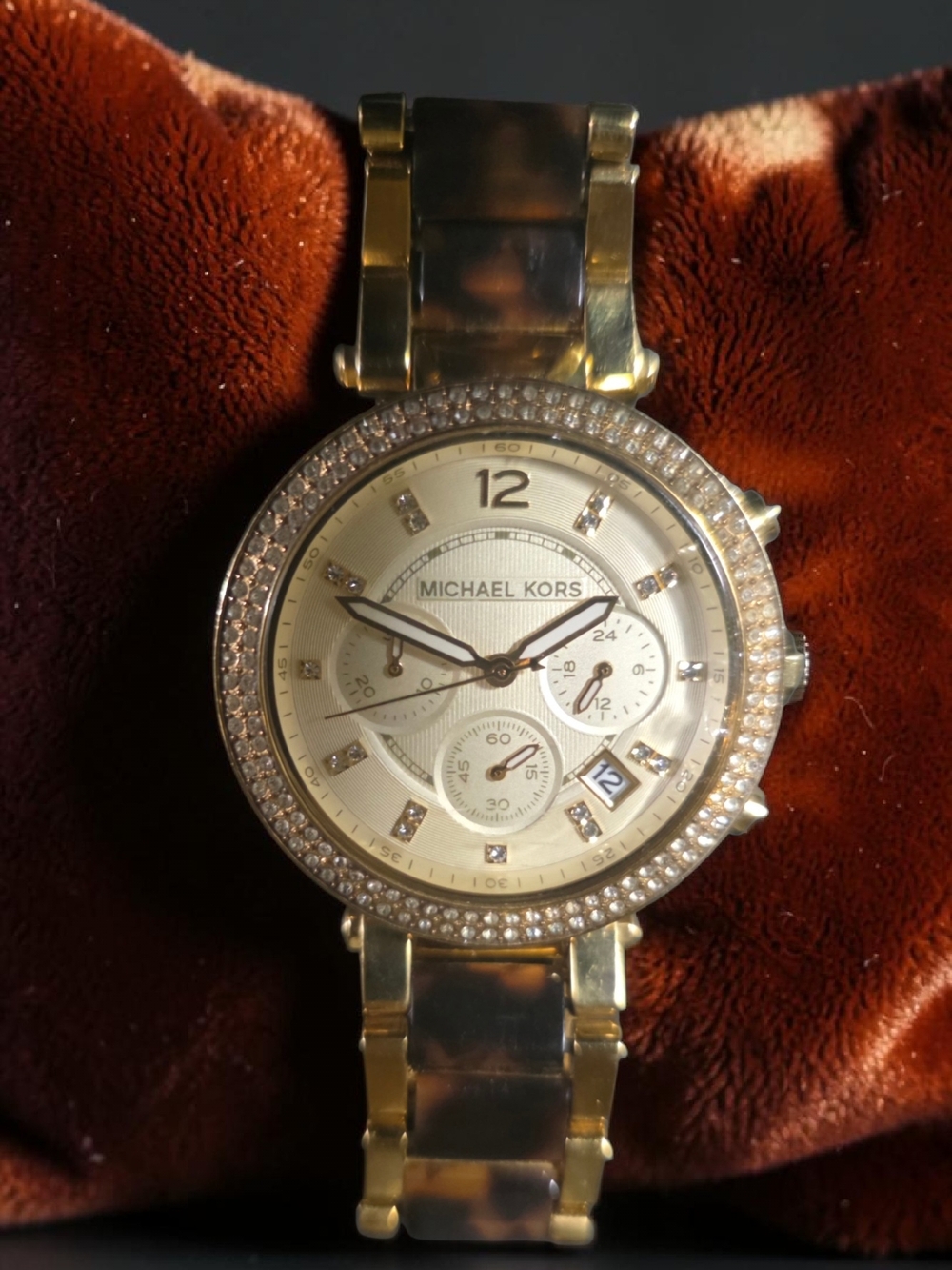 Michael Kors Gold Crystal-Trim Chronograph Bracelet Watch